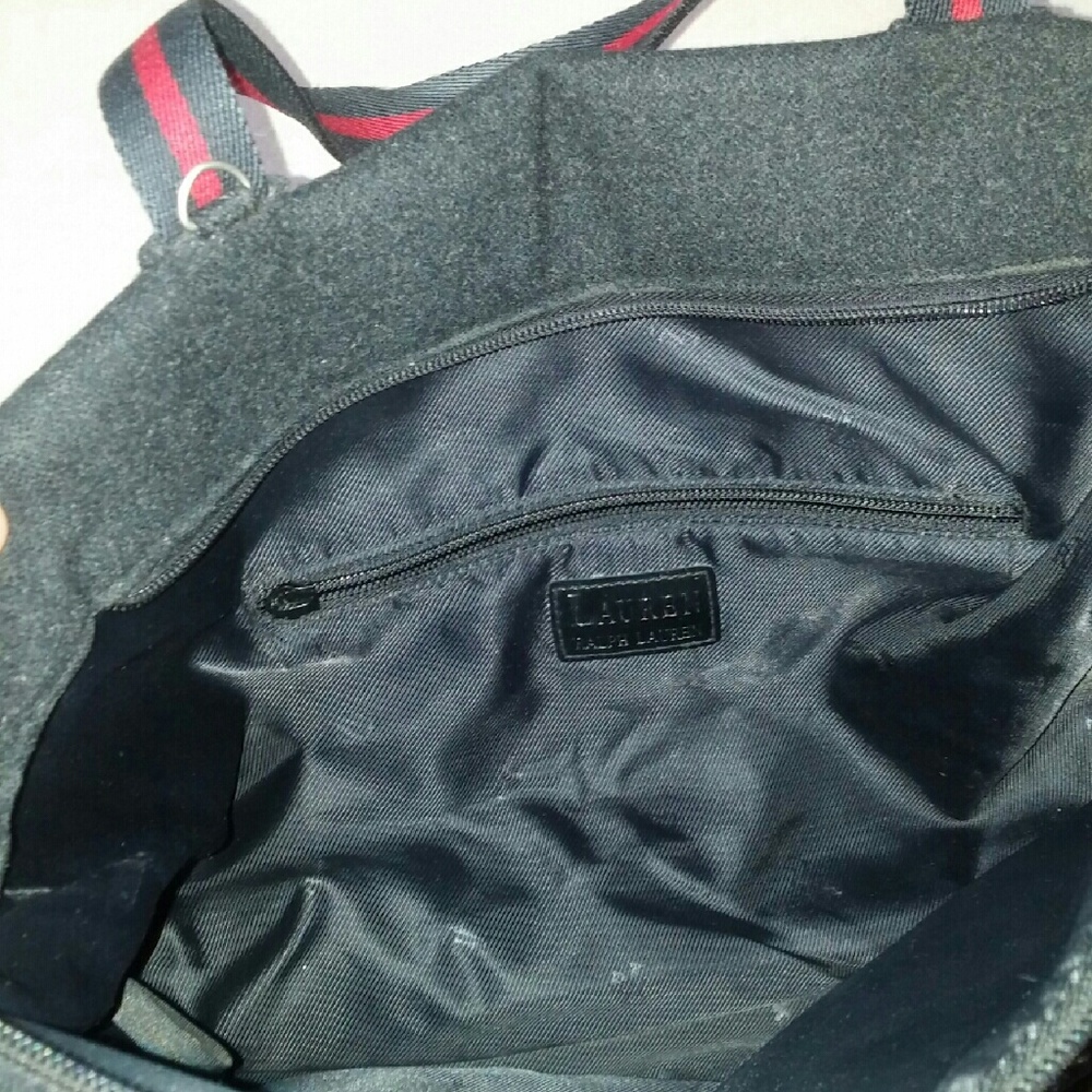 Lauren Ralph Lauren Black Tote Bag with Red Accents - Picture 4 of 4